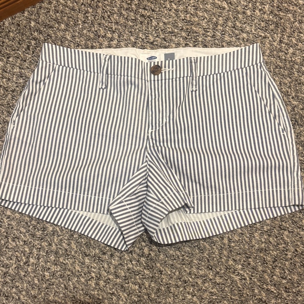 Old Navy- Navy and White Striped Shorts
